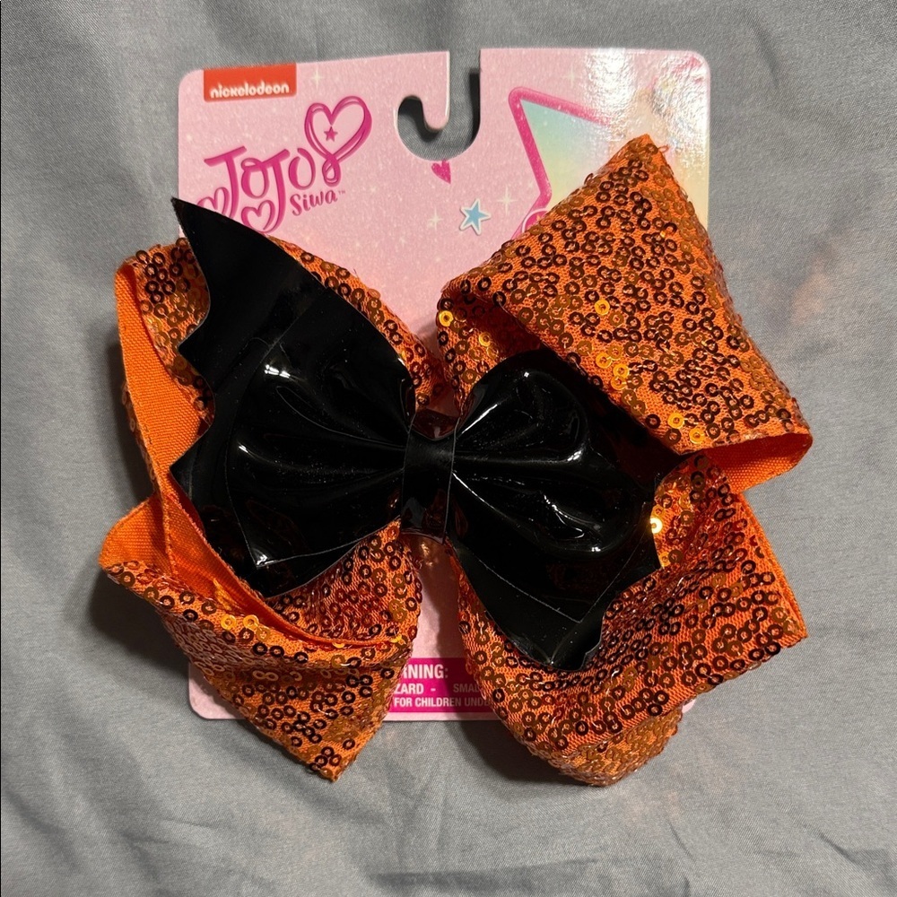 JoJo Siwa Sparkling Orange Hair Bow with Black Center